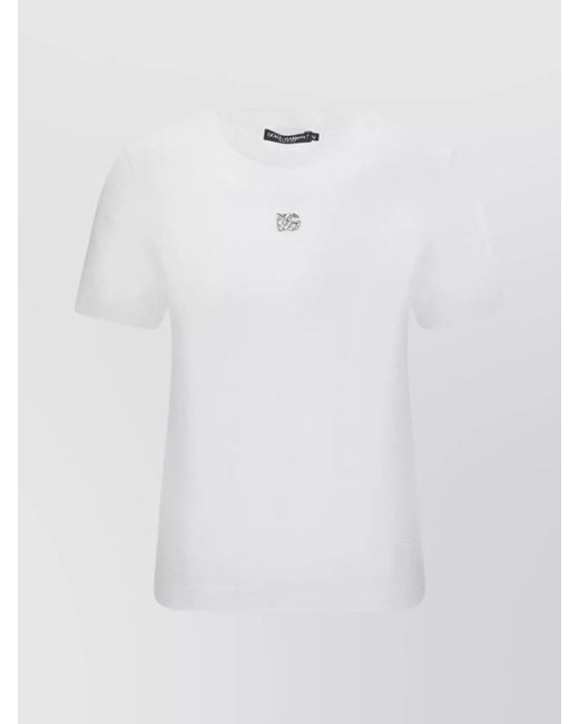 Dolce & Gabbana White Cotton Short-Sleeve Logo T-Shirt