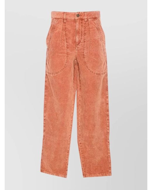 Isabel Marant Orange High Waist Trousers With Pockets And Loops