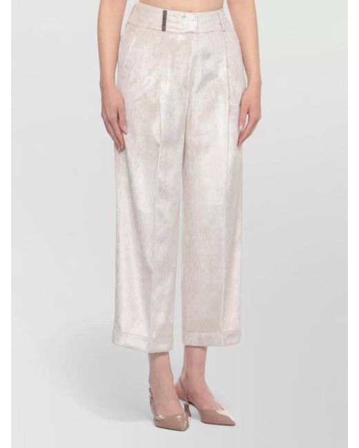Peserico White Corduroy Straight-Leg Tailored Trousers