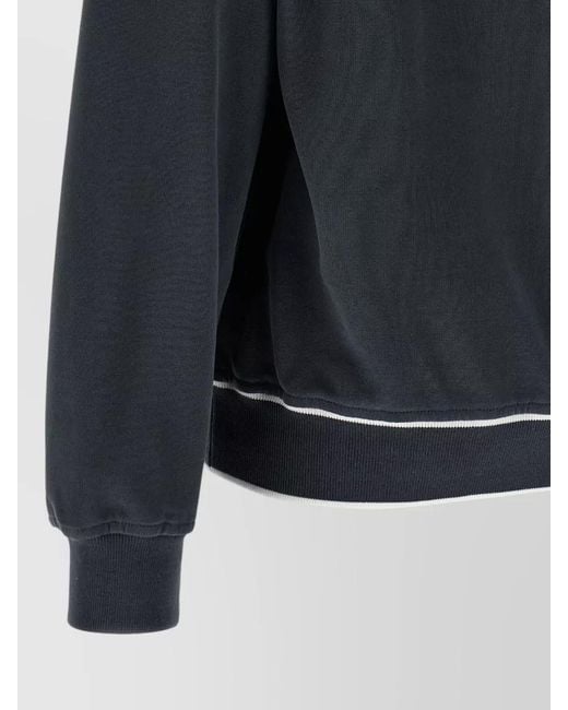 Brunello Cucinelli Blue Heraldic Patch Cotton Sweatshirt Jacket