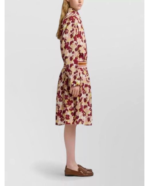 Marni Red Secret Bouquet Printed Satin Pleated Skirt