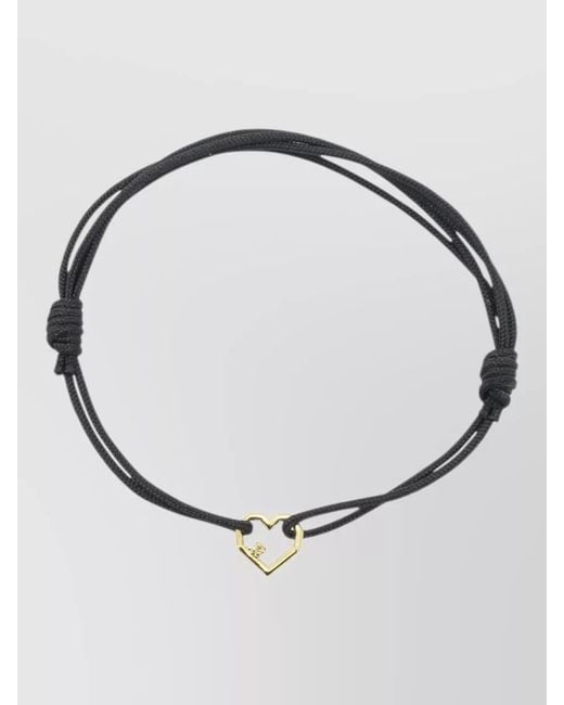 Aliita White Mini Heart Cord Bracelet Knot Detail