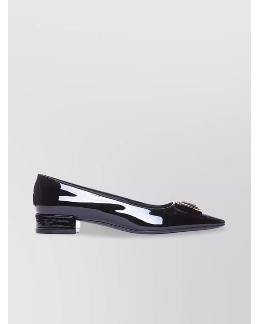 Ferragamo Blue Venera Pumps With Block Heel And Buckle Detail