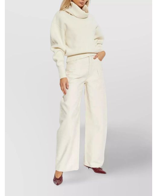 Jacquemus Natural Cashmere Wool Ribbed Turtleneck Jumper