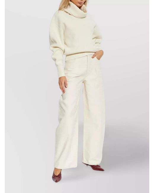 Jacquemus Natural Cashmere Wool Ribbed Turtleneck Jumper