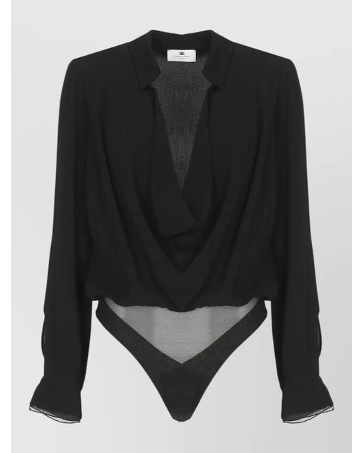 Elisabetta Franchi Black Long-Sleeve Bodysuit