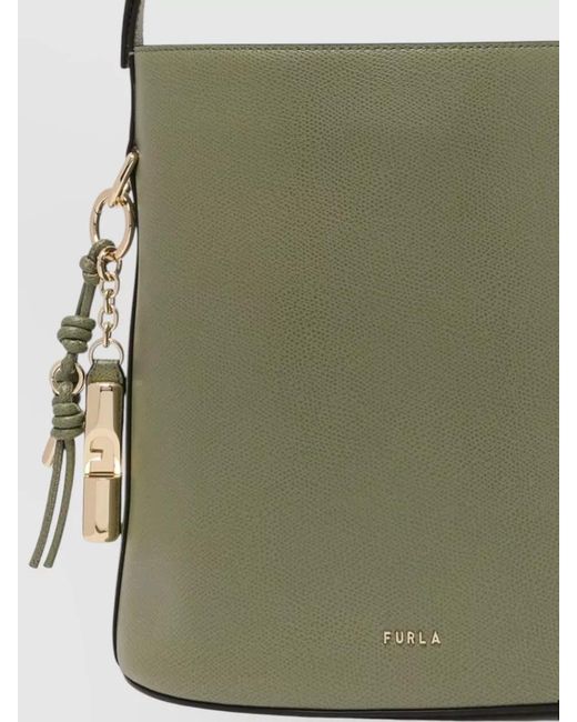 Furla White Shoulder Bag Nylon Silk Mixed Materials