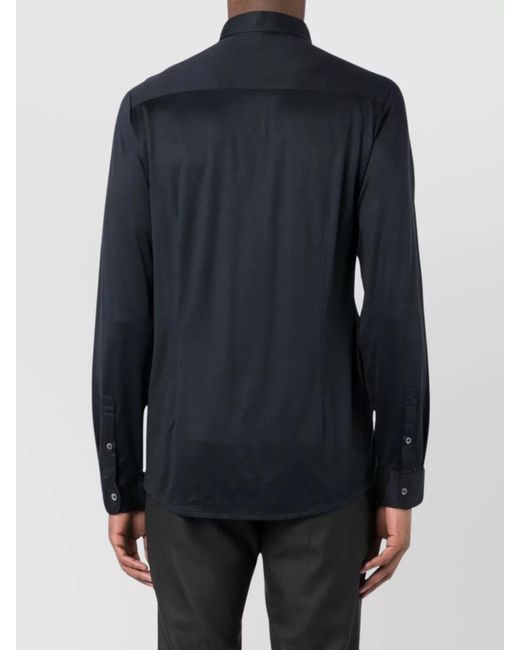 Emporio Armani Blue Curved Hem Logo Shirt for men