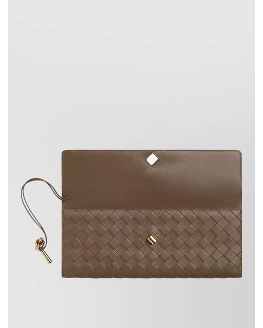 Bottega Veneta Brown Andiamo Long Clutch Top Handle Bag