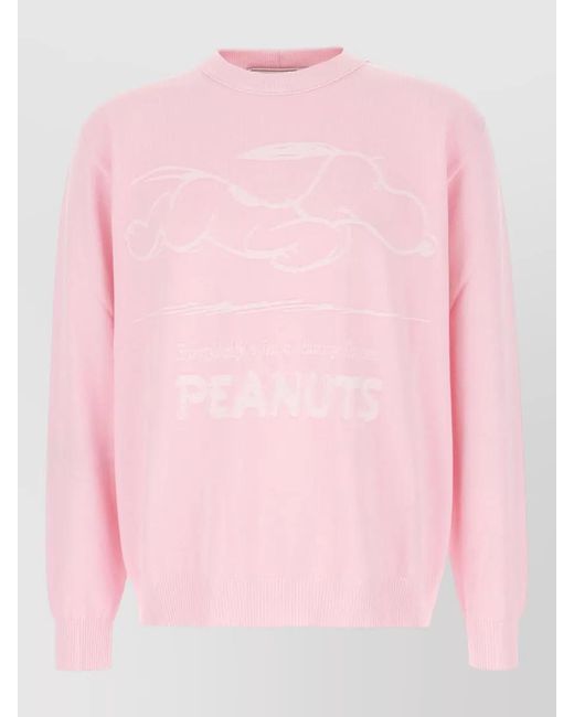 Iceberg Pink Cotton Sweater Crew Neck Graphic Design for men