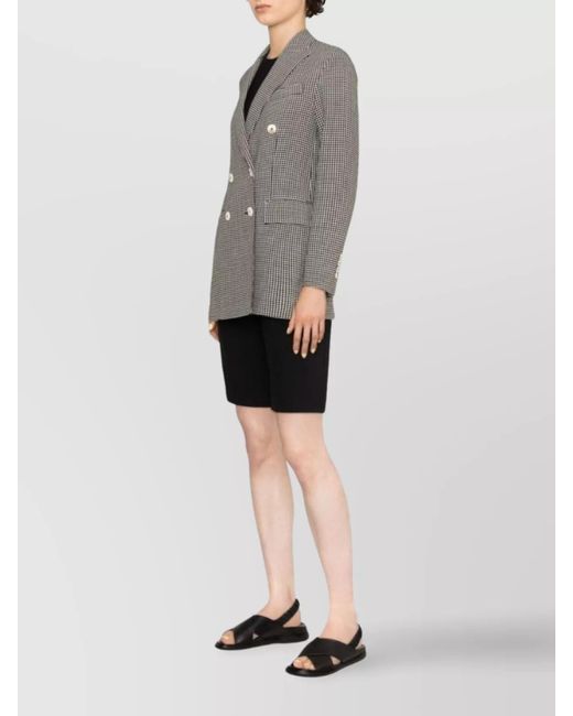Circolo 1901 Gray Wool Check Double-Breasted Blazer