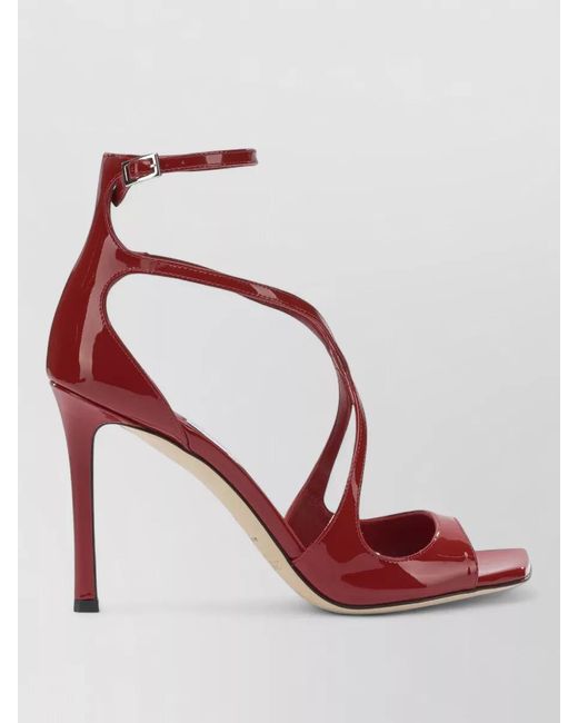 Jimmy Choo Red Leather Azia 95Mm Heeled Sandals