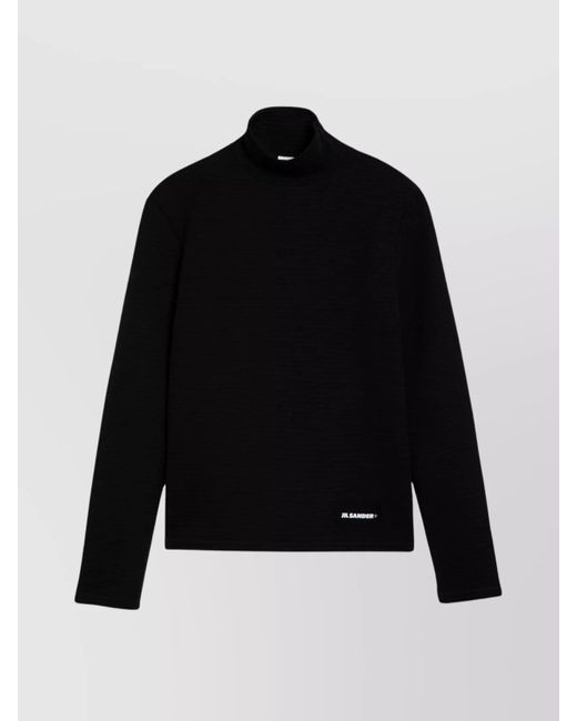 Jil Sander Black Turtleneck Sweater Logo Patch Long Sleeves for men