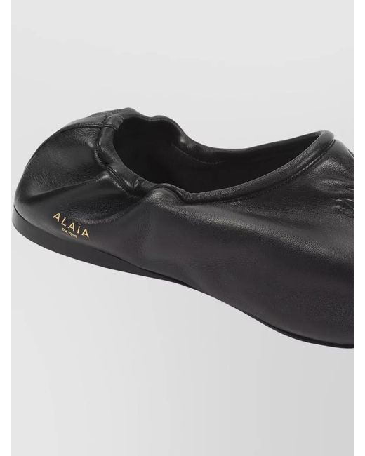 Alaïa Gray Lambskin Round Toe Leather Slippers