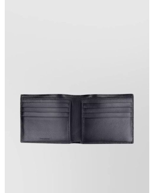 Balenciaga Black Leather Logo-Print Bi-Fold Wallet for men
