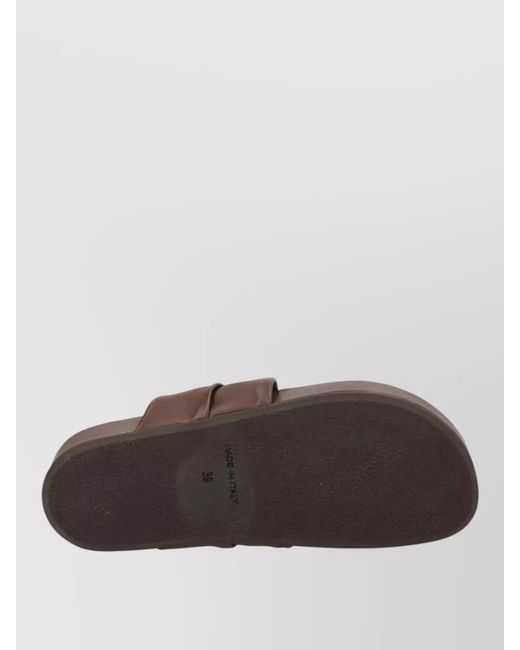 Uma Wang Brown Flat Slide Sandals Open Square Toe Strap