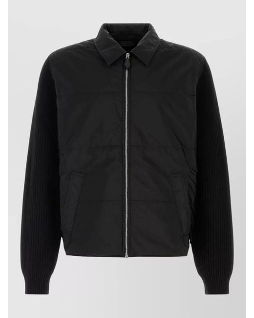 Prada Black Wool Cardigan Jacket Collared Design Ribbed Sleeves for men