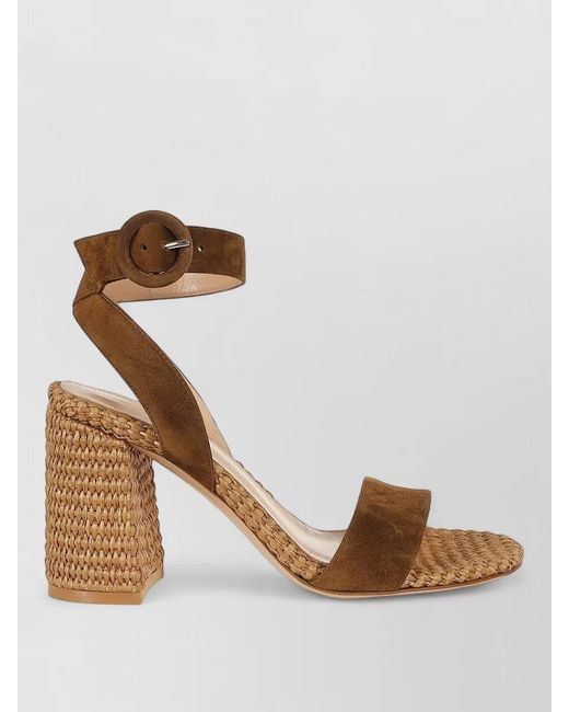Gianvito Rossi Brown Luana Ankle Strap Suede Woven Sandals