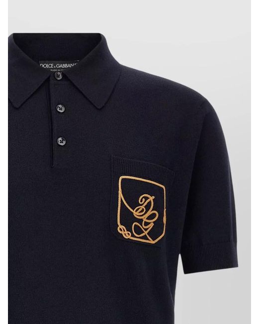 Dolce & Gabbana Blue Virgin Wool Regular-Fit Polo Shirt for men