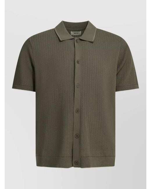 NN07 Green Nalo Polo Shirt Buttons Ribbed Hem for men