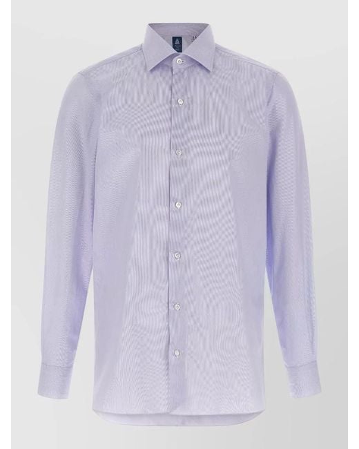 Finamore 1925 Purple Napoli Shirt Button Collar Long Sleeves for men