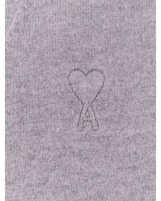 AMI Blue Cashmere And Wool Cardigan for men