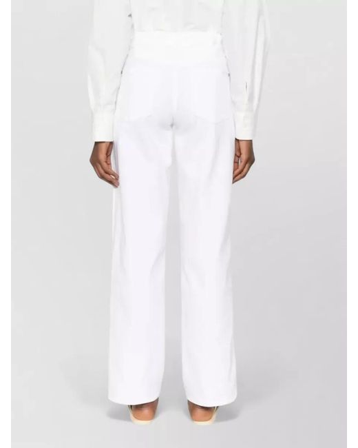 7 For All Mankind White Mid-Rise Straight-Leg Jeans