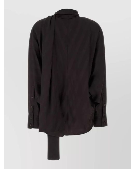 Sportmax Black Viscose Corsaro Shirt Long Sleeves Scarf