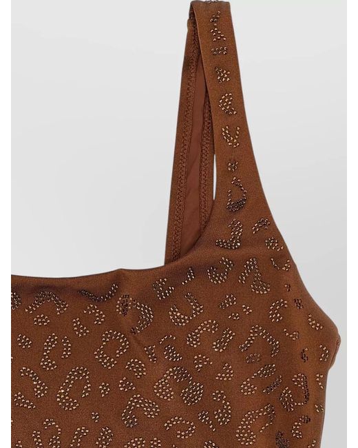 Mc2 Saint Barth Brown Rhinestone Animal-Print One-Piece Swimsuit