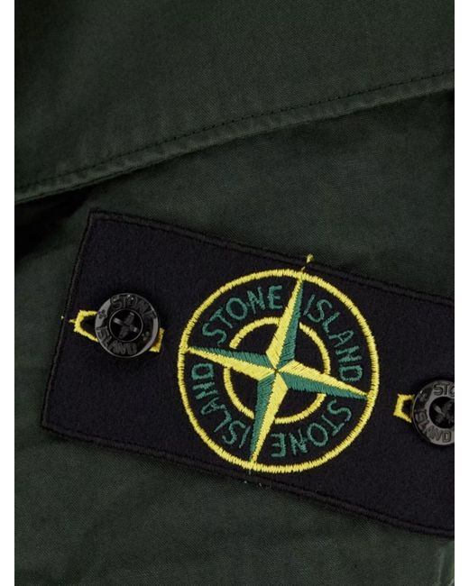 Stone Island Green Crew Neck Sweater Ribbed Cuffs for men