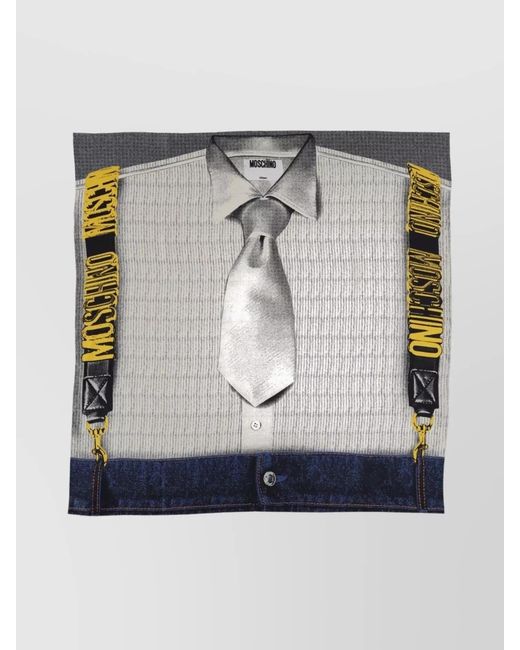 Moschino Metallic Silk Printed Scarf