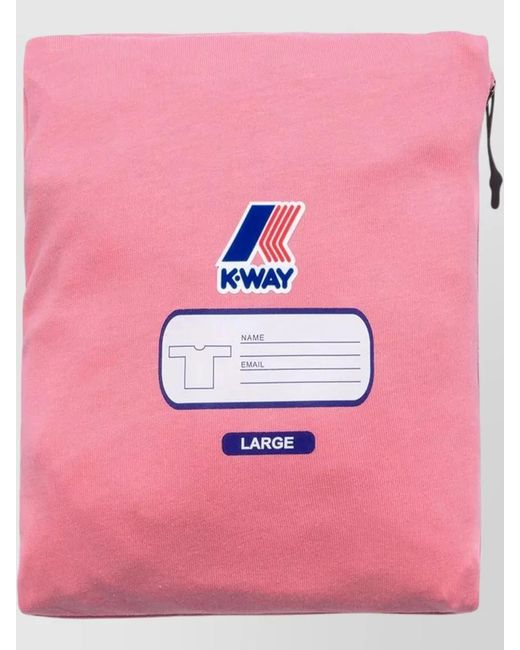 K-Way Pink Leonide Crew Neck Packable Short Sleeve Top