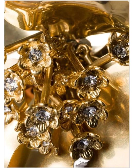 Miu Miu Metallic Crystal-Embellished Floral Brooch