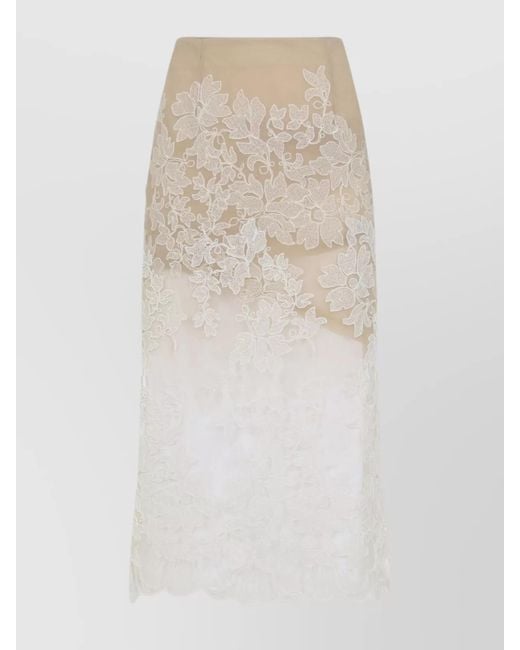 Ermanno Scervino White Scalloped Hem Lace Overlay Skirt