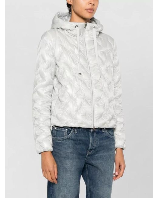 Herno White Short Quilted Down Jacket Hooded