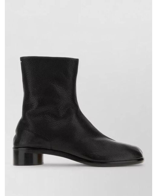 Maison Margiela Black Leather Tabi Ankle Boots Block Heel for men