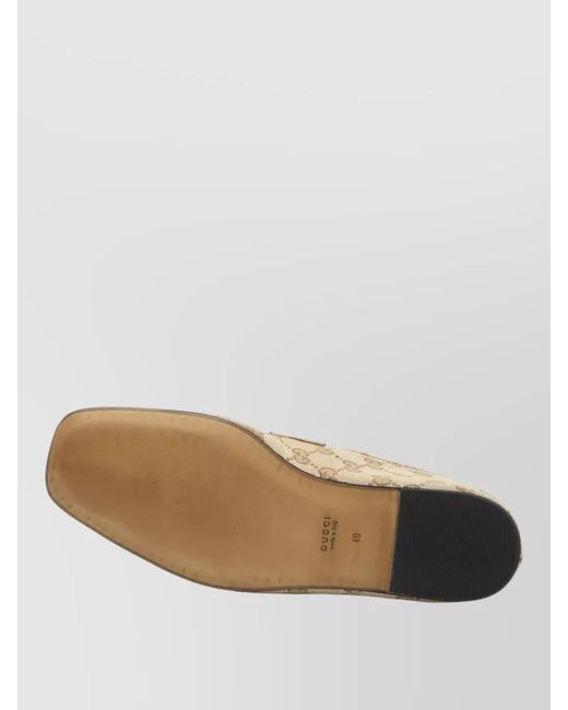 Gucci Natural Loafers Horsebit Detail Square Toe Design