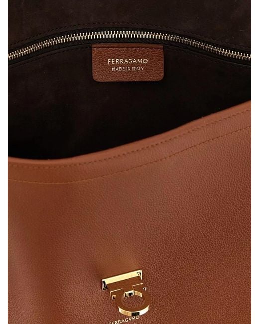 Ferragamo Brown Studio Bag Large Leather Tote Bag
