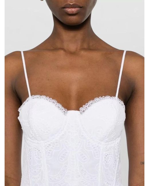 ERMANNO FIRENZE White Long Dress Sweetheart Neckline Tiered Skirt