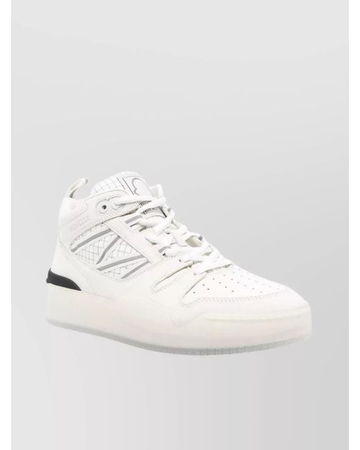 Moncler White Leather High-Top Sneakers