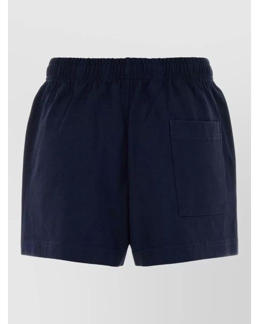 Sporty & Rich Blue Cotton Lounge Shorts Featuring Back Pocket