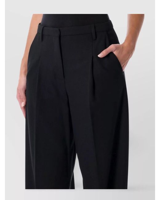 By Malene Birger Black Pleated High-Rise Wide-Leg Trousers