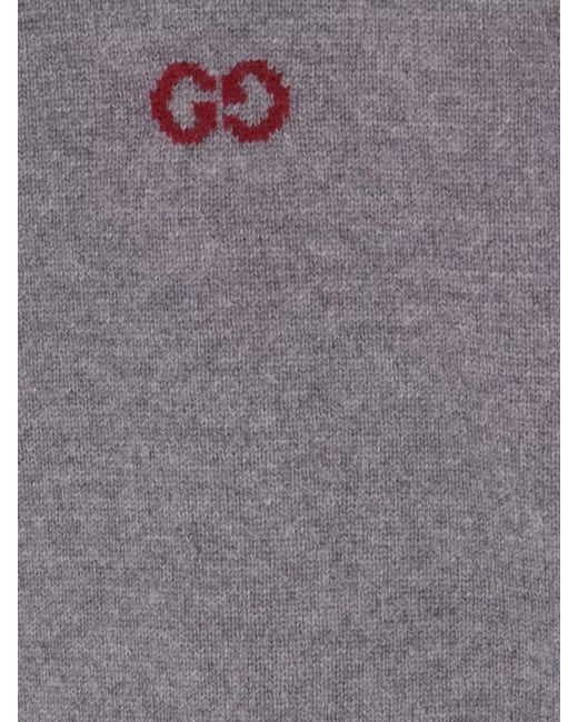Gucci Gray Cashmere Gg Intarsia Crew Neck Jumper for men