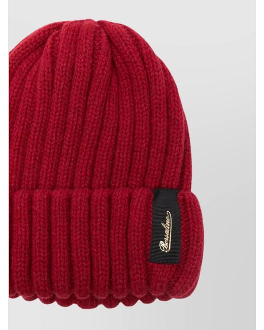 Borsalino Red Cashmere Beanie Featuring Folded Cuff