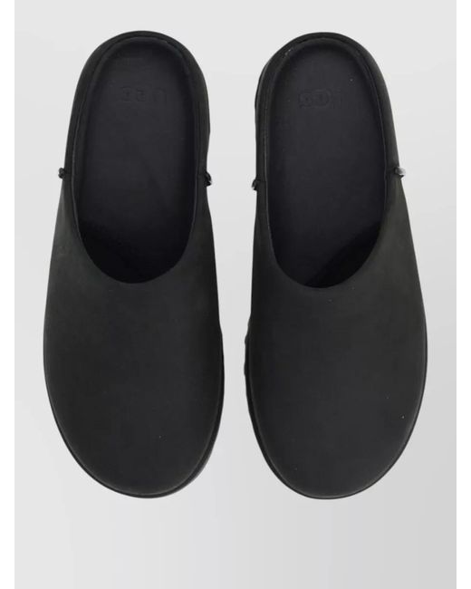 Ugg Black Slippers Flat Sole Round Toe Design