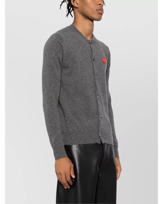 Comme des Garçons Gray Wool V-Neck Cardigan for men