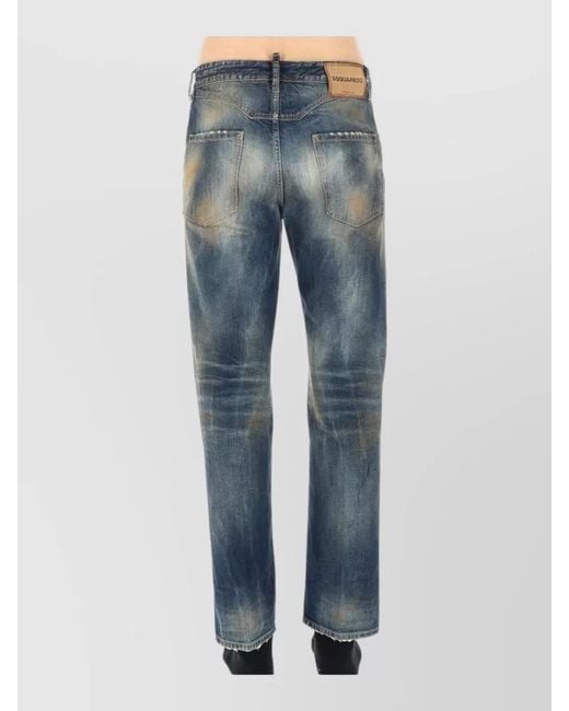 DSquared² Blue Five Pocket Mid Rise Denim Pants for men