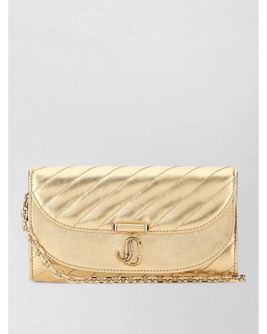 Jimmy Choo Natural Avn Curve Leather Clutch Chain Strap