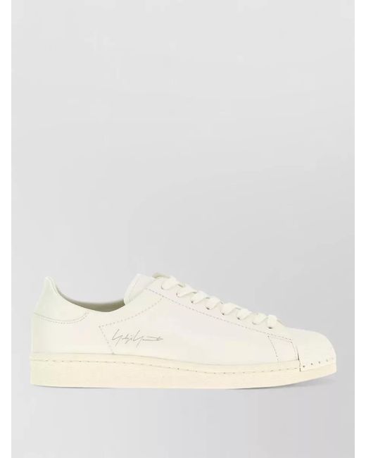 Y-3 Natural Leather Superstar Lace Up Sneakers Rubber Sole