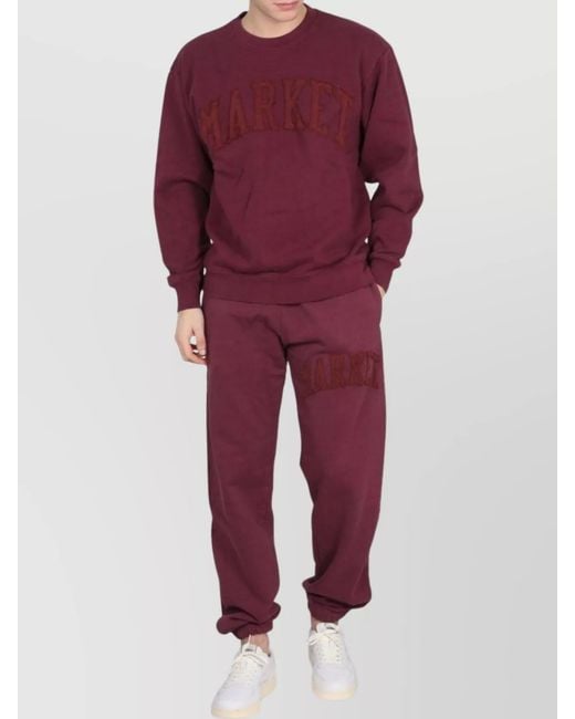 Market Red Ribbed Collar Sweatshirt